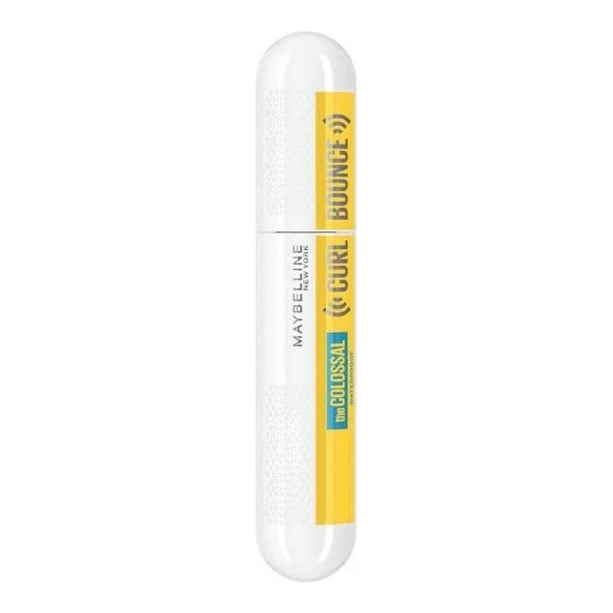Maybelline Buuuge Curl mascara tube on a white background