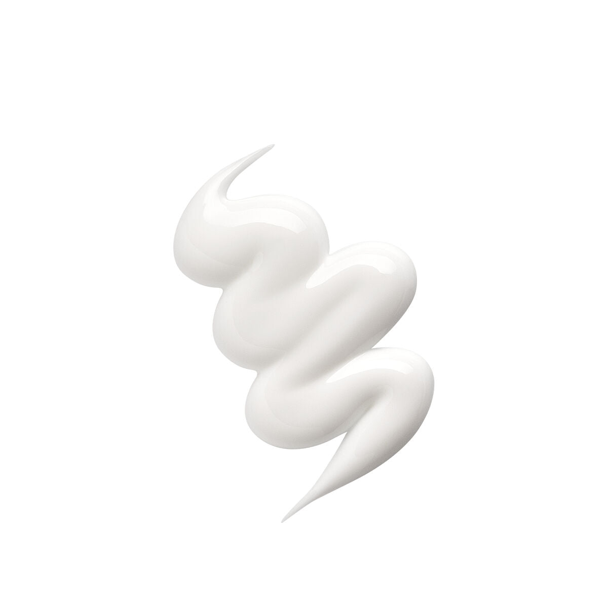 Three swirls of white cream on a white background