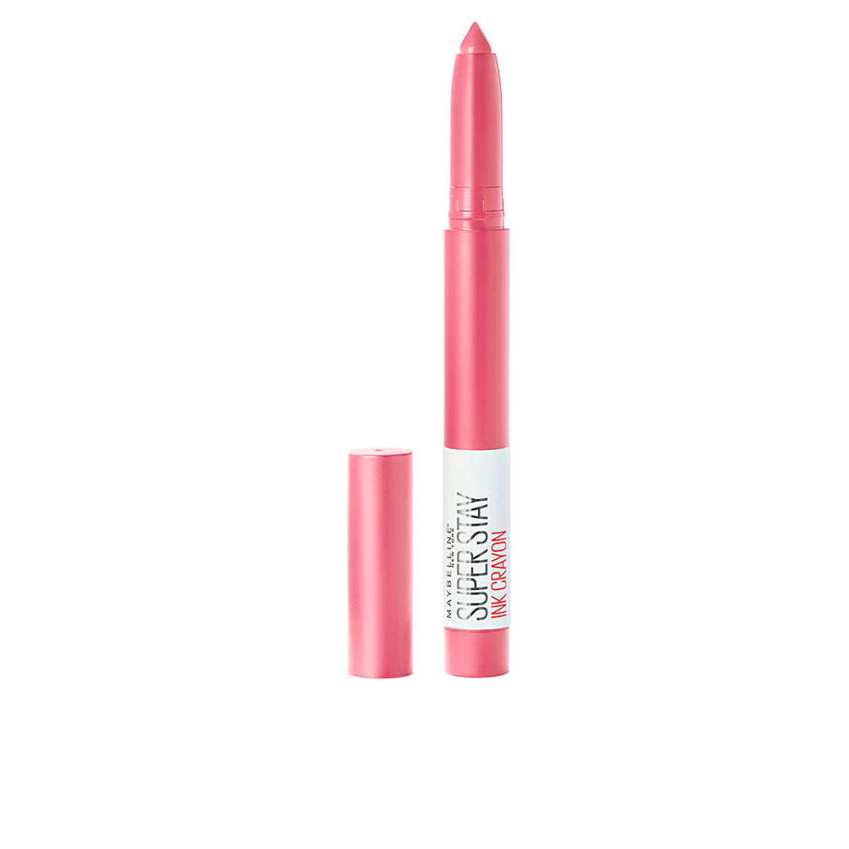 Pink lipstick with cap on a white background