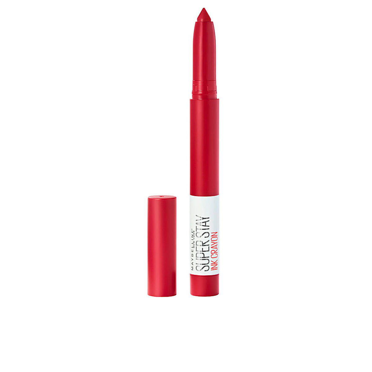 Red lipstick with white label on a white background