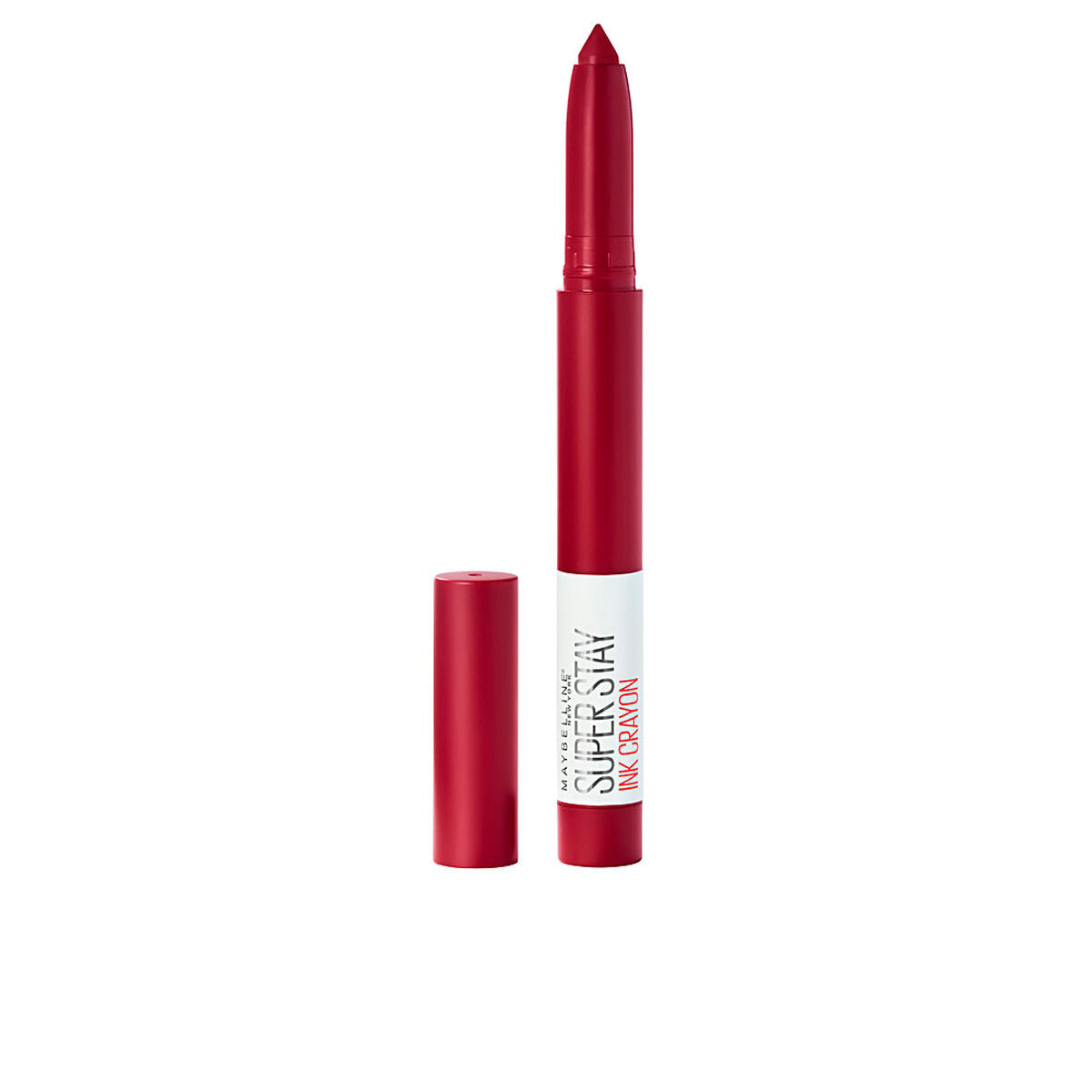 Red lipstick with white label on a white background