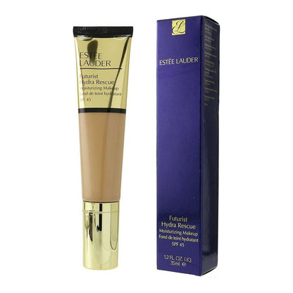 Estée Lauder Futurist Hydra Rescue moisturizing makeup tube and packaging on a white background