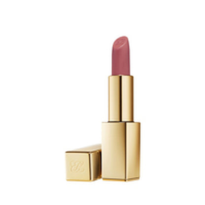 Pink lipstick in a gold case on a white background