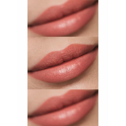 Close-up of lips with different shades of pink lipstick.