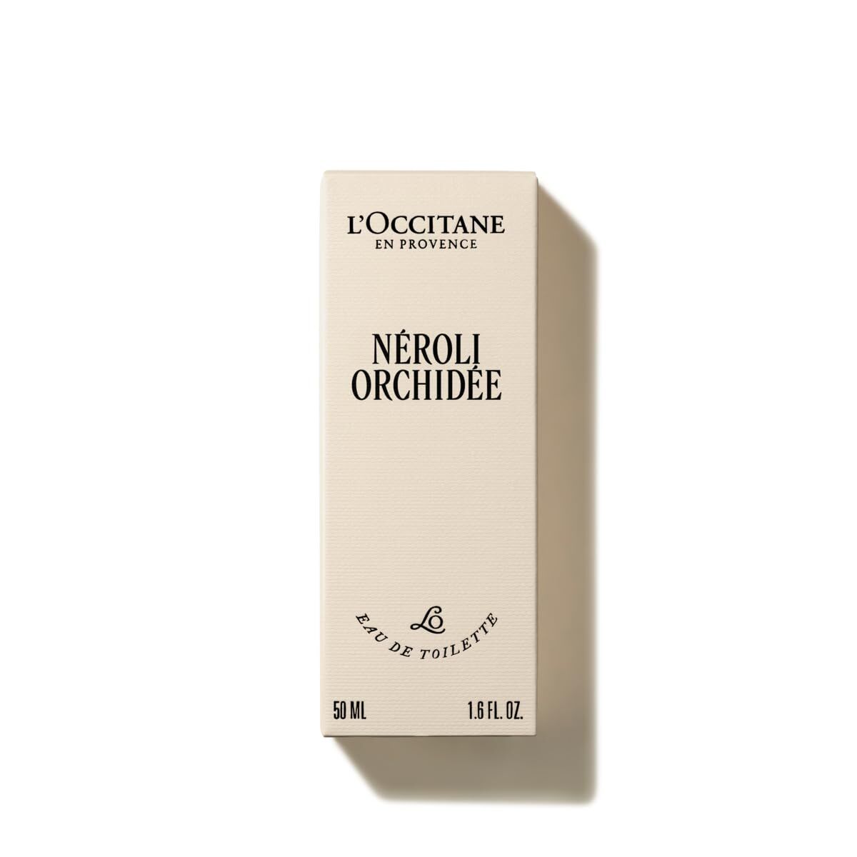 L'Occitane Nérolis Orchidée perfume box on a white background