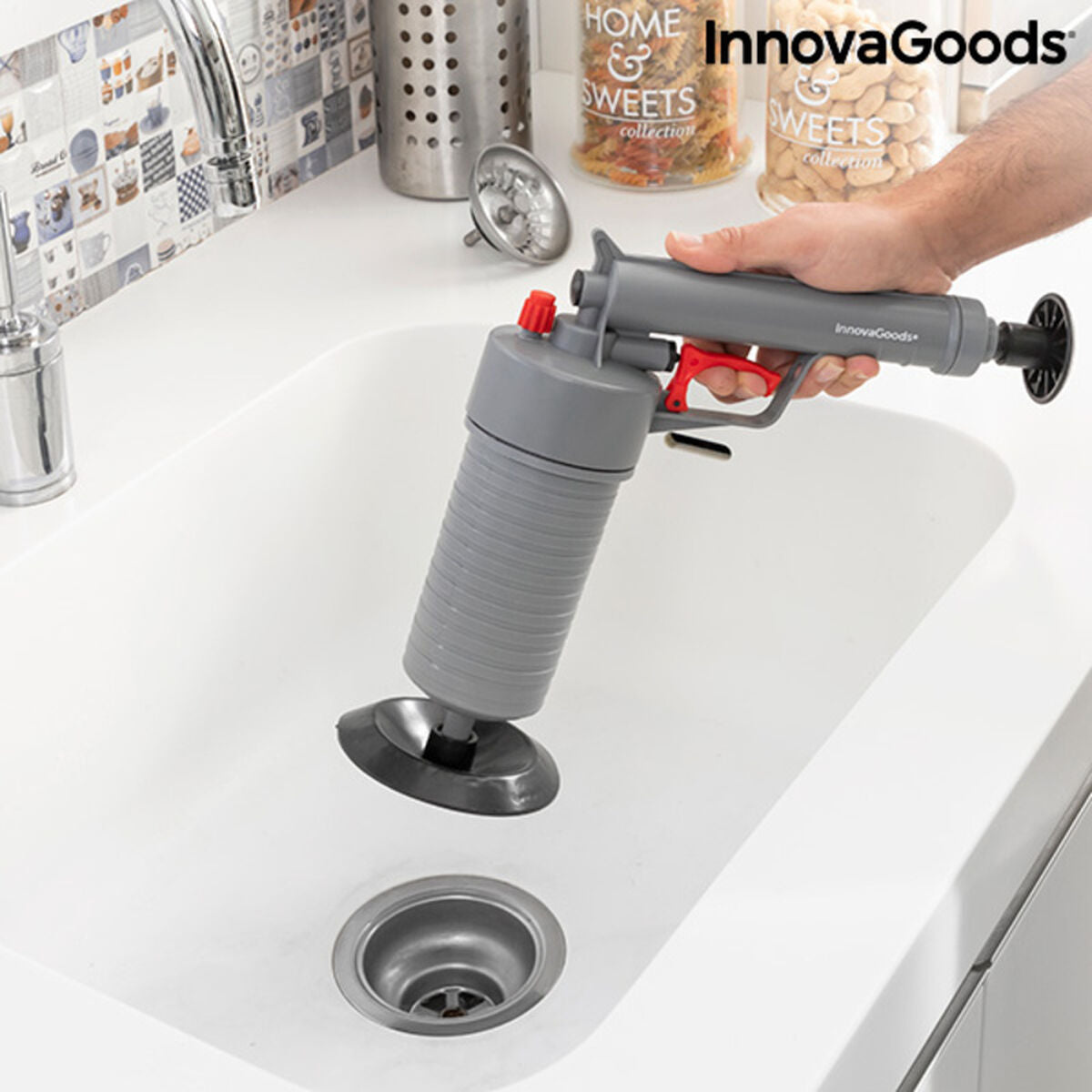 Air blaster tool for drain unblock and debris cleaning