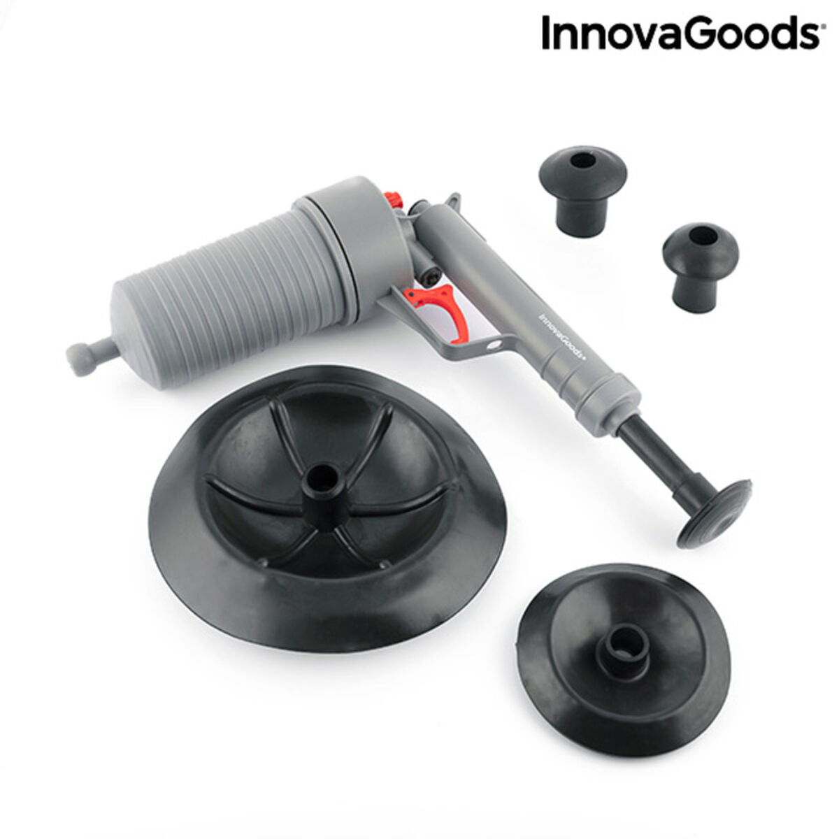 Universal compressed air unblocking gun with adaptors