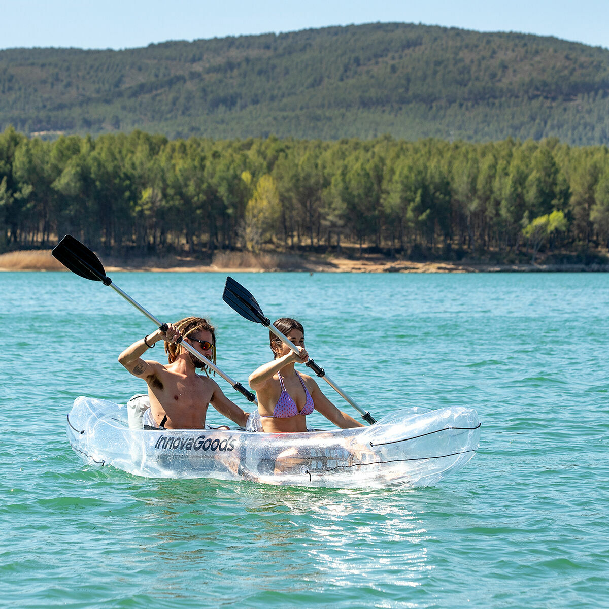 Inflatable kayak boat set with repair kit and pump