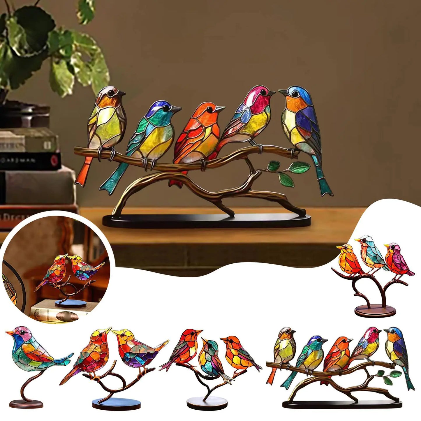 Figuras de metal de aviario encantado
