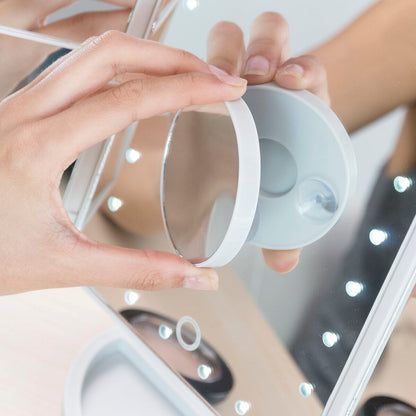 magnifying mirror detail for precise makeup application