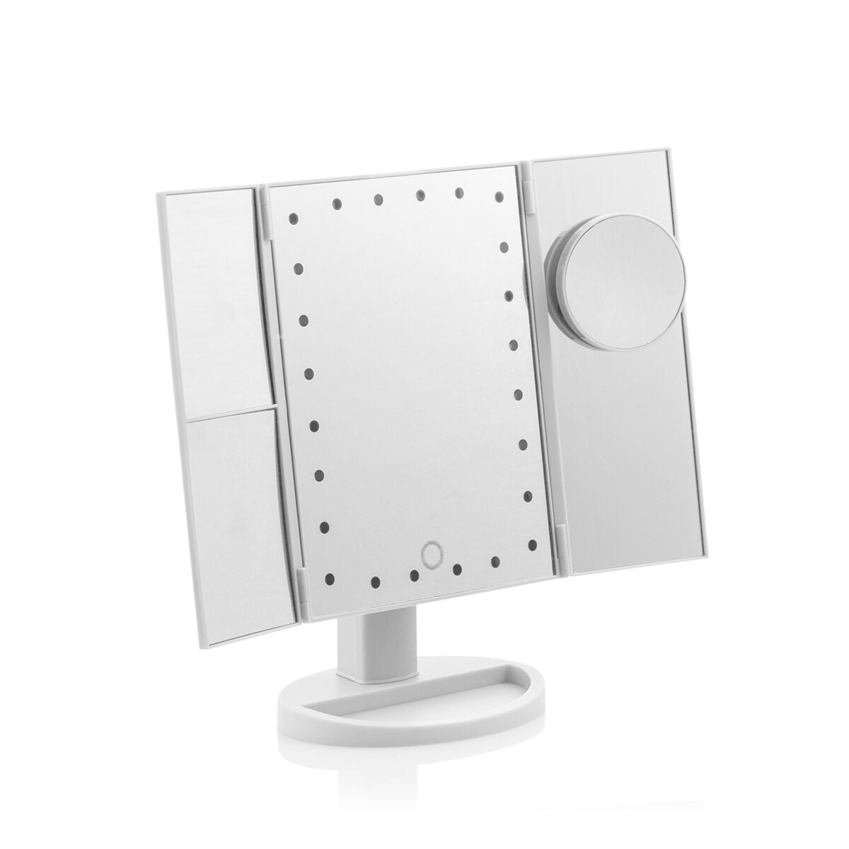 magnifying beauty mirror with stand and LED illumination