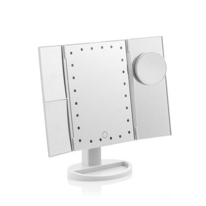 magnifying beauty mirror with stand and LED illumination