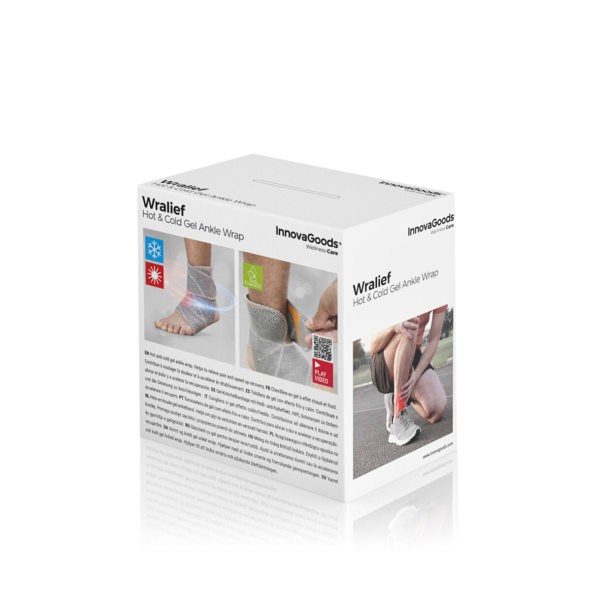 Box of InnovaGoods Wralief Hot & Cold Gel Ankle Wrap on a white background