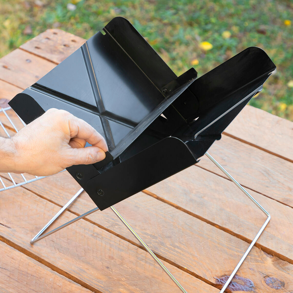 stainless steel outdoor charcoal grill
