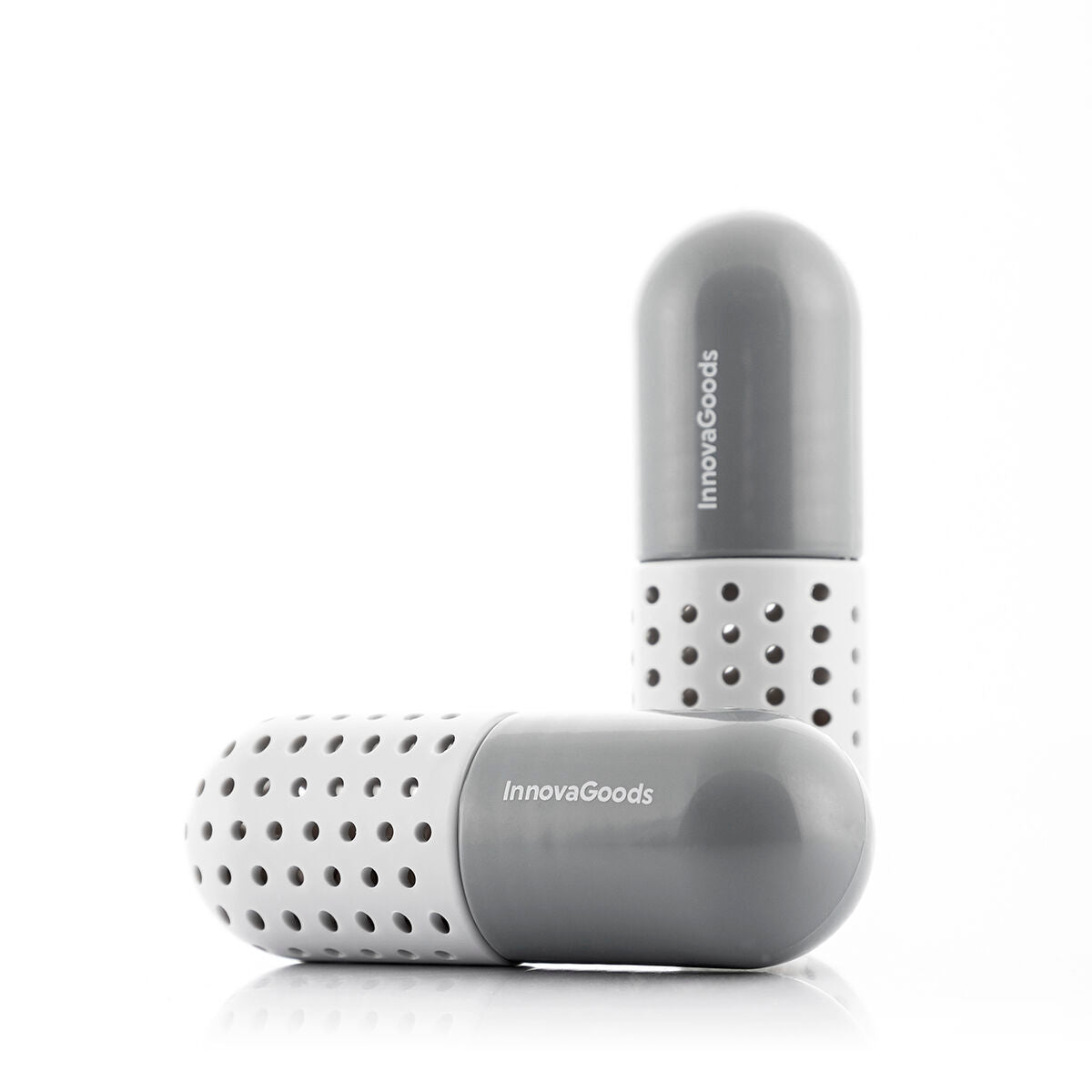 Two gray and white containers with 'InnovaGoods' branding on a white background