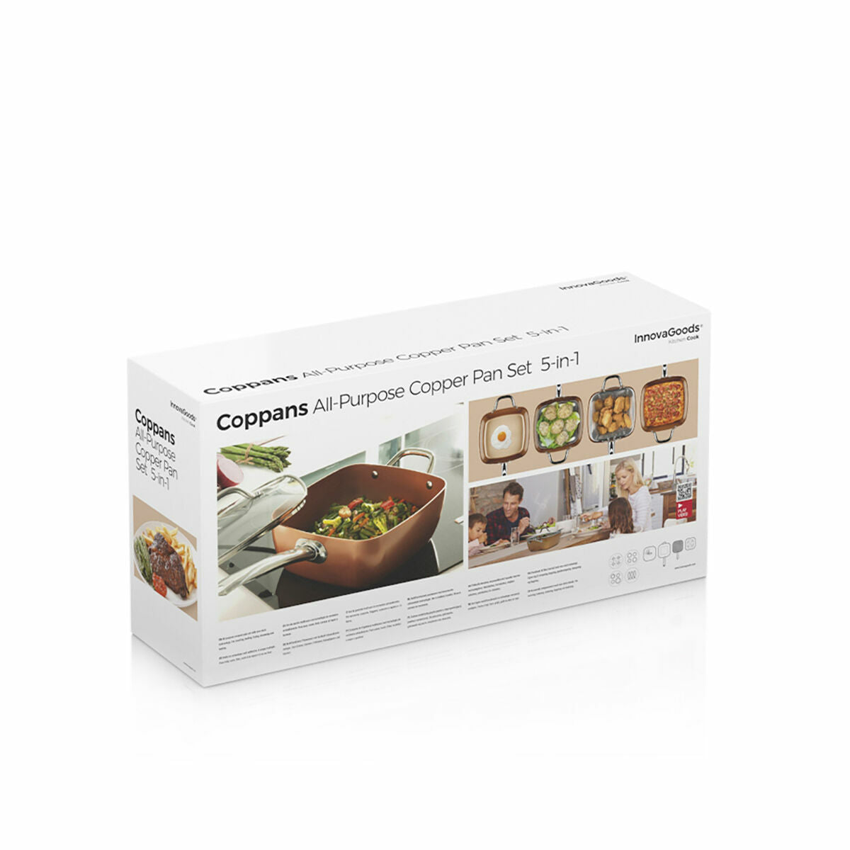 Coppans All-Purpose Copper Pan Set packaging on a white background