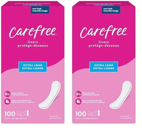 Protectores diarios extra largos Carefree (200 unidades): sin perfume, comodidad y frescura durante todo el día
