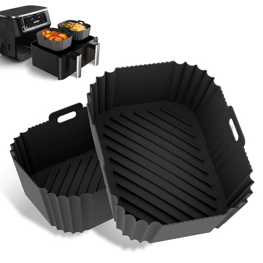 Reusable Silicone Air Fryer Liners (2-Pack) – No Mess, No Scrubbing, Fits Dual-Basket Air Fryers